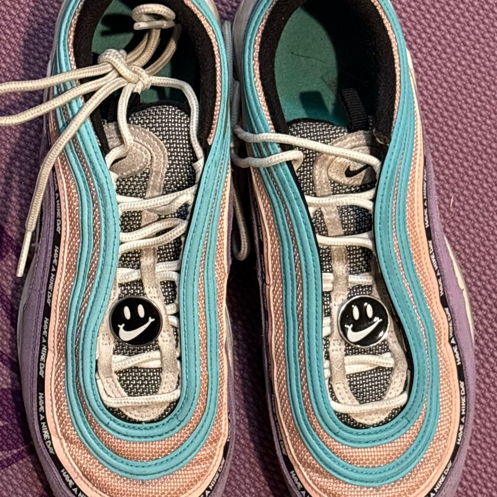 Nike Kids Teal & Black Lace-Up Sneaker with Lavender Accent